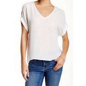 Lush White V Neck Blouse Size S
